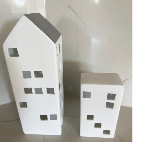 Unique Ceramic Tea Lighthouses Set of 2, Inspired by Kahler Urbania - Picture 5 of 9